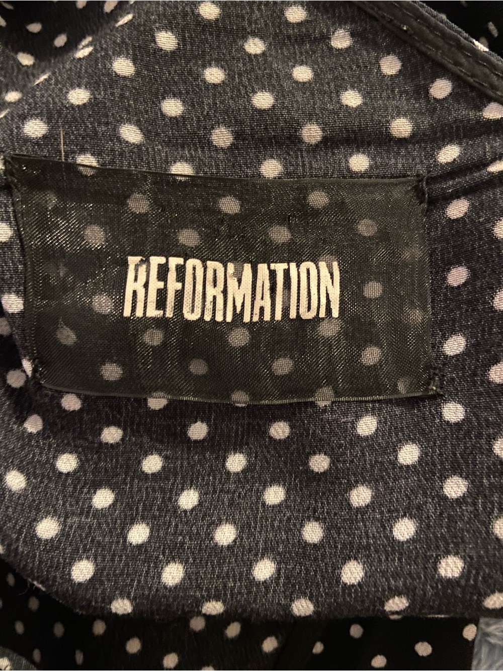 Reformation Black Mini Dress with White Polka Dots - Picture 4 of 6